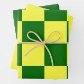 Gelbe und grüne Schachbretter Geschenkpapier Set (Beispiel)
