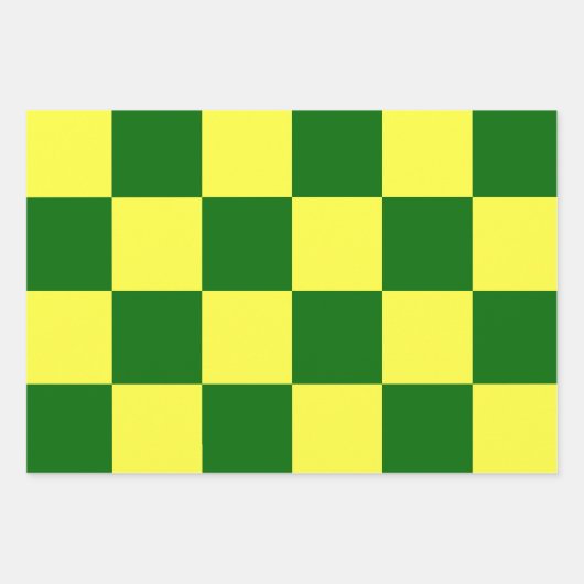 Gelbe und grüne Schachbretter Geschenkpapier Set (Vorderseite)