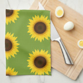 Gelbe und grüne Sonnenblumen Sommermuster Geschirrtuch (Viertel Falte)
