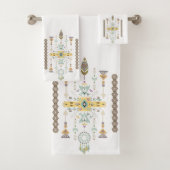 Gelbe und grüne Stammesgestaltung Badhandtuch Set (Insitu)