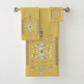 Gelbe und grüne Stammesgestaltung Badhandtuch Set (Insitu)