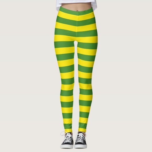 Gelbe und grüne Streifen Leggings (Vorderseite)