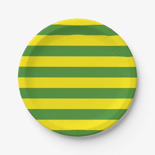 Gelbe und grüne Streifen Pappteller (Vorderseite)
