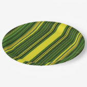 Gelbe und grüne Streifen Pappteller (Schrägansicht)