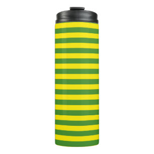 Gelbe und grüne Streifen Thermosbecher