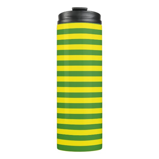 Gelbe und grüne Streifen Thermosbecher (Vorderseite)