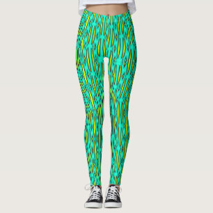 Gelbe und grüne Streifen und Dreiecke Leggings