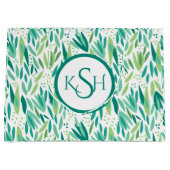 Gelbe und grüne tropische Blattmuster Große Geschenktüte (Vorderseite)