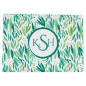 Gelbe und grüne tropische Blattmuster Große Geschenktüte (Rückseite)