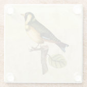 Gelbe und grüne Vögel auf einem kleinen Zweig Glasuntersetzer (Rückseite)