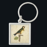Gelbe und grüne Vögel auf einem kleinen Zweig Schlüsselanhänger<br><div class="desc">Dieser graviert inspirierte Druck zeigt scharfe,  lebendige Bilder mit hoher Farbgenauigkeit. Der neutrale Hintergrund hebt die Farben des Vogels hervor. Passen Sie Ihr liebstes Zazzle-Produkt mit diesem schönen Bild an.</div>