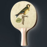 Gelbe und grüne Vögel auf einem kleinen Zweig Tischtennis Schläger<br><div class="desc">Dieser graviert inspirierte Druck zeigt scharfe, lebendige Bilder mit hoher Farbgenauigkeit. Der neutrale Hintergrund hebt die Farben des Vogels hervor. Passen Sie Ihr liebstes Zazzle-Produkt mit diesem schönen Bild an.</div>