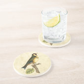 Gelbe und grüne Vögel auf einem kleinen Zweig Untersetzer (Seite)