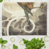 Gelbe und grüne Vögel im Vintagen Hintergrund Küchentuch (Gefaltet)