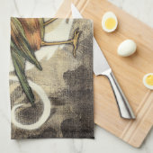 Gelbe und grüne Vögel im Vintagen Hintergrund Küchentuch (Viertel Falte)