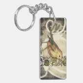 Gelbe und grüne Vögel im Vintagen Hintergrund Schlüsselanhänger (Vorderseite links)