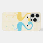 Gelbe und hellblaue Flamingos iPhone Hülle (Rückseite (Horizontal))