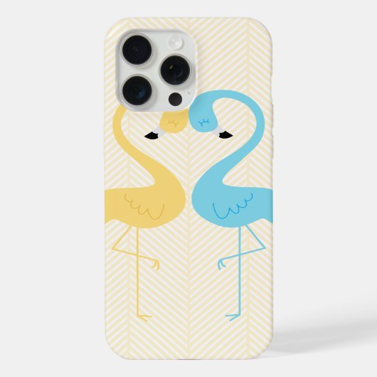 Gelbe und hellblaue Flamingos iPhone Hülle (Rückseite)