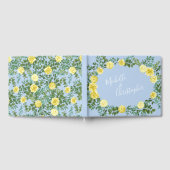 Gelbe und hellblaue Rose Vintage Frühjahrssonne Gästebuch (Voll)