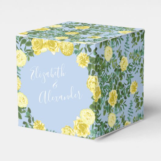 Gelbe und hellblaue Rose Vintage Frühjahrssonne Geschenkschachtel (Vorderseite)