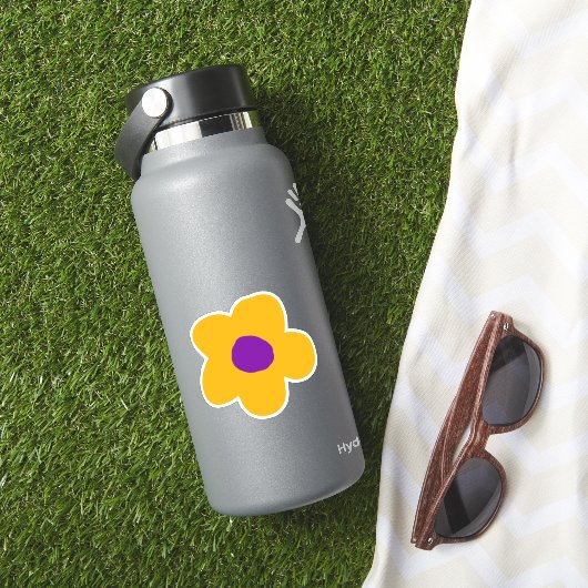 Gelbe und Lila Blume Aufkleber (HydroFlask Insitu)
