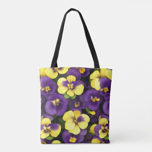 Gelbe und Lila Blume Tasche (Rückseite)