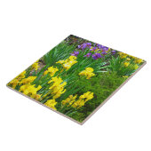 Gelbe und lila Iris-Blumen-Flecken-Fliese Fliese (Seite)