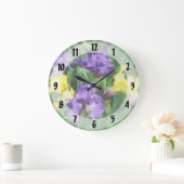Gelbe und lila Iris Große Wanduhr (Zuhause)