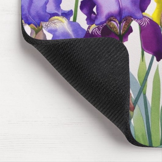 Gelbe und lila Iris Mousepad (Ecke)