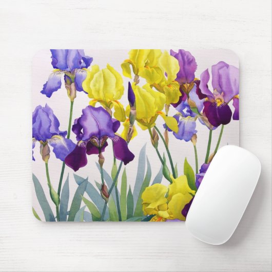 Gelbe und lila Iris Mousepad (Mit Mouse)