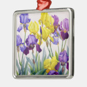 Gelbe und lila Iris Silbernes Ornament (Links)