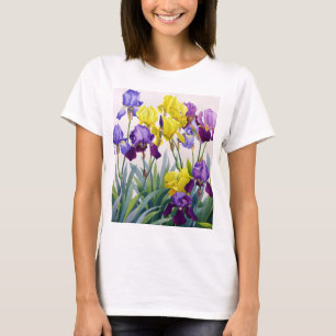 Gelbe und lila Iris T-Shirt