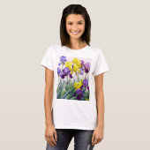Gelbe und lila Iris T-Shirt (Vorne ganz)