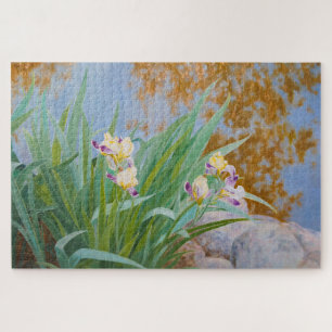 Gelbe und Lila Irische mit goldenem Licht Puzzle