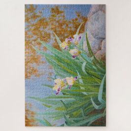 Gelbe und Lila Irische mit goldenem Licht Puzzle