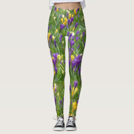 Gelbe und lila Krokusse Leggings