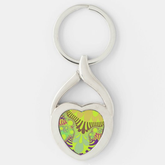 Gelbe und Lila Mod Schlüsselanhänger (Vorderseite)