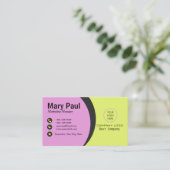 Gelbe und Lila, moderne Unternehmenskarte Visitenkarte (Stehend Vorderseite)