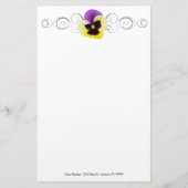 Gelbe und Lila Pansy Personalisiert Stationierung Briefpapier (Vorderseite)