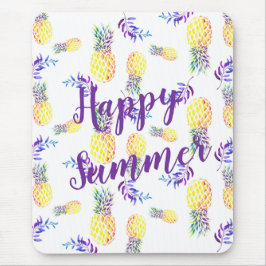 GELBE UND LILA PINEAPPLE GLÜCKLICH SOMMER MOUSEPAD