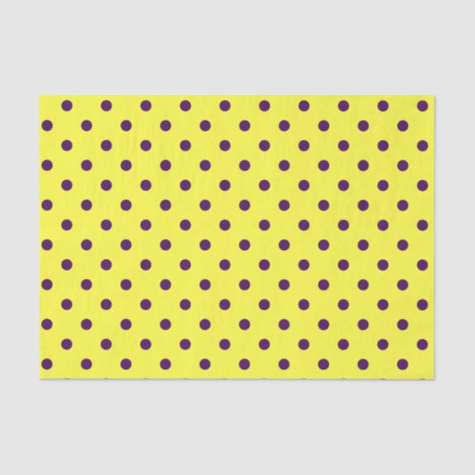 Gelbe und Lila Polka-Punkte Seidenpapier (Vorderseite)