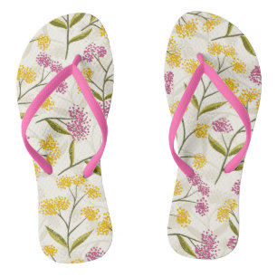 Gelbe und lila Rosen Badesandalen