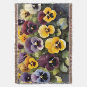 Gelbe und lila Stiefmütterchen Aquarellmalerei Decke (Vorderseite Vertikal)