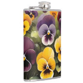 Gelbe und lila Stiefmütterchen Aquarellmalerei Flachmann (Rechts)