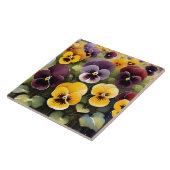 Gelbe und lila Stiefmütterchen Aquarellmalerei Fliese (Seite)