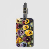 Gelbe und lila Stiefmütterchen Aquarellmalerei Gepäckanhänger (Vorderseite Vertikal)