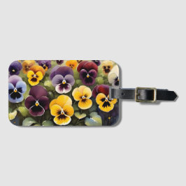 Gelbe und lila Stiefmütterchen Aquarellmalerei Gepäckanhänger