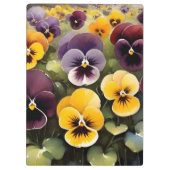 Gelbe und lila Stiefmütterchen Aquarellmalerei Klemmbrett (Rückseite)