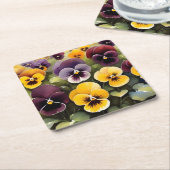 Gelbe und lila Stiefmütterchen Aquarellmalerei Rechteckiger Pappuntersetzer (angewinkelt)