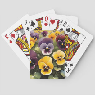 Gelbe und lila Stiefmütterchen Aquarellmalerei Spielkarten